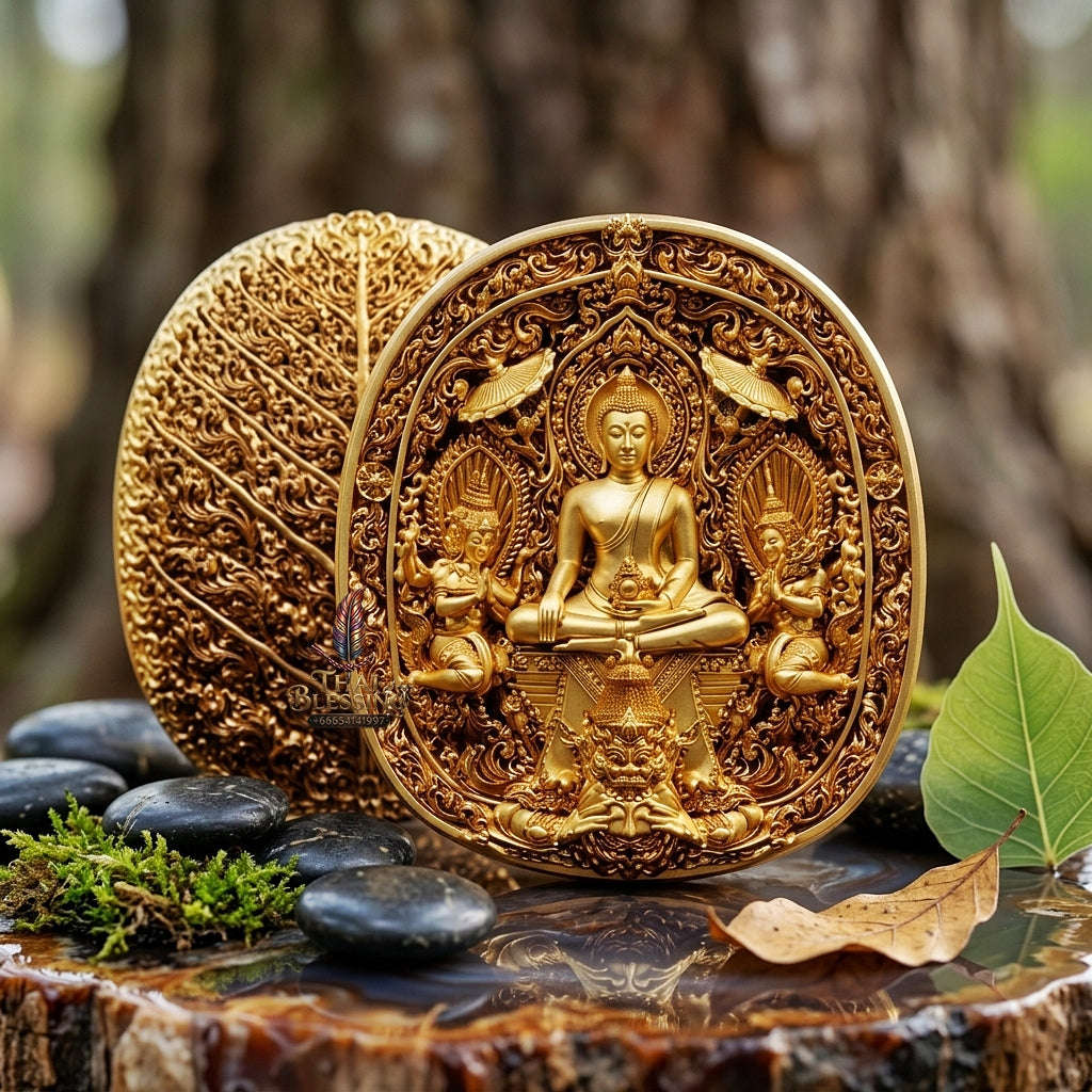 Master-Grade Southern Thai Yod Khun Phon Sovereign Warlord Amulet Gold-Plated Bronze Edition Wat Santi Worakhun Songkhla Collector-Grade Talisman Thai Blessing Co By RURUECHA