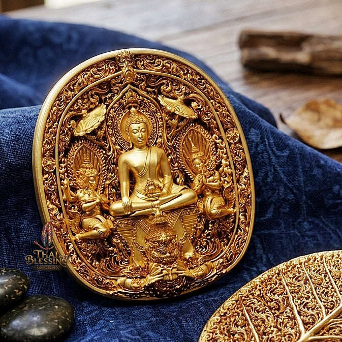 Master-Grade Southern Thai Yod Khun Phon Sovereign Warlord Amulet Gold-Plated Bronze Edition Wat Santi Worakhun Songkhla Collector-Grade Talisman Thai Blessing Co By RURUECHA