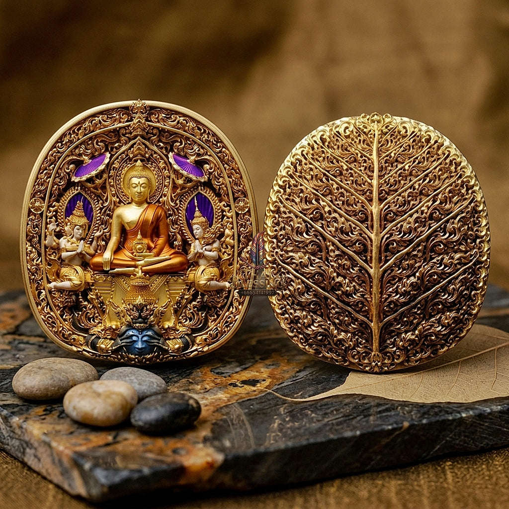 Master-Grade Southern Thai Yod Khun Phon Sovereign Warlord Amulet Gold-Plated Bronze with Sacred Enamel (Long Ya) Edition Wat Santi Worakhun Songkhla Collector-Grade Talisman Thai Blessing Co By RURUECHA