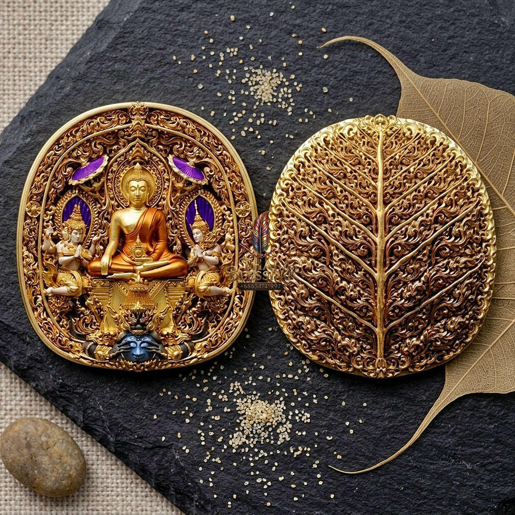 Master-Grade Southern Thai Yod Khun Phon Sovereign Warlord Amulet Gold-Plated Bronze with Sacred Enamel (Long Ya) Edition Wat Santi Worakhun Songkhla Collector-Grade Talisman Thai Blessing Co By RURUECHA