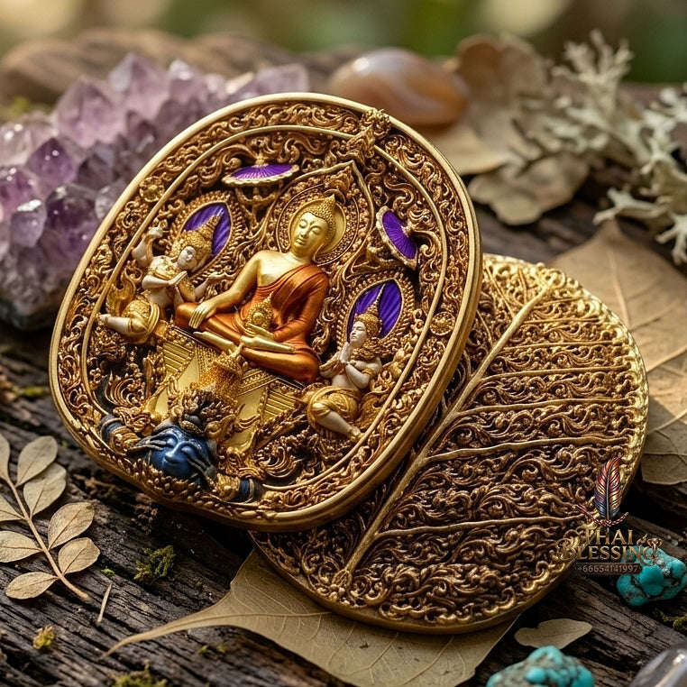 Master-Grade Southern Thai Yod Khun Phon Sovereign Warlord Amulet Gold-Plated Bronze with Sacred Enamel (Long Ya) Edition Wat Santi Worakhun Songkhla Collector-Grade Talisman Thai Blessing Co By RURUECHA