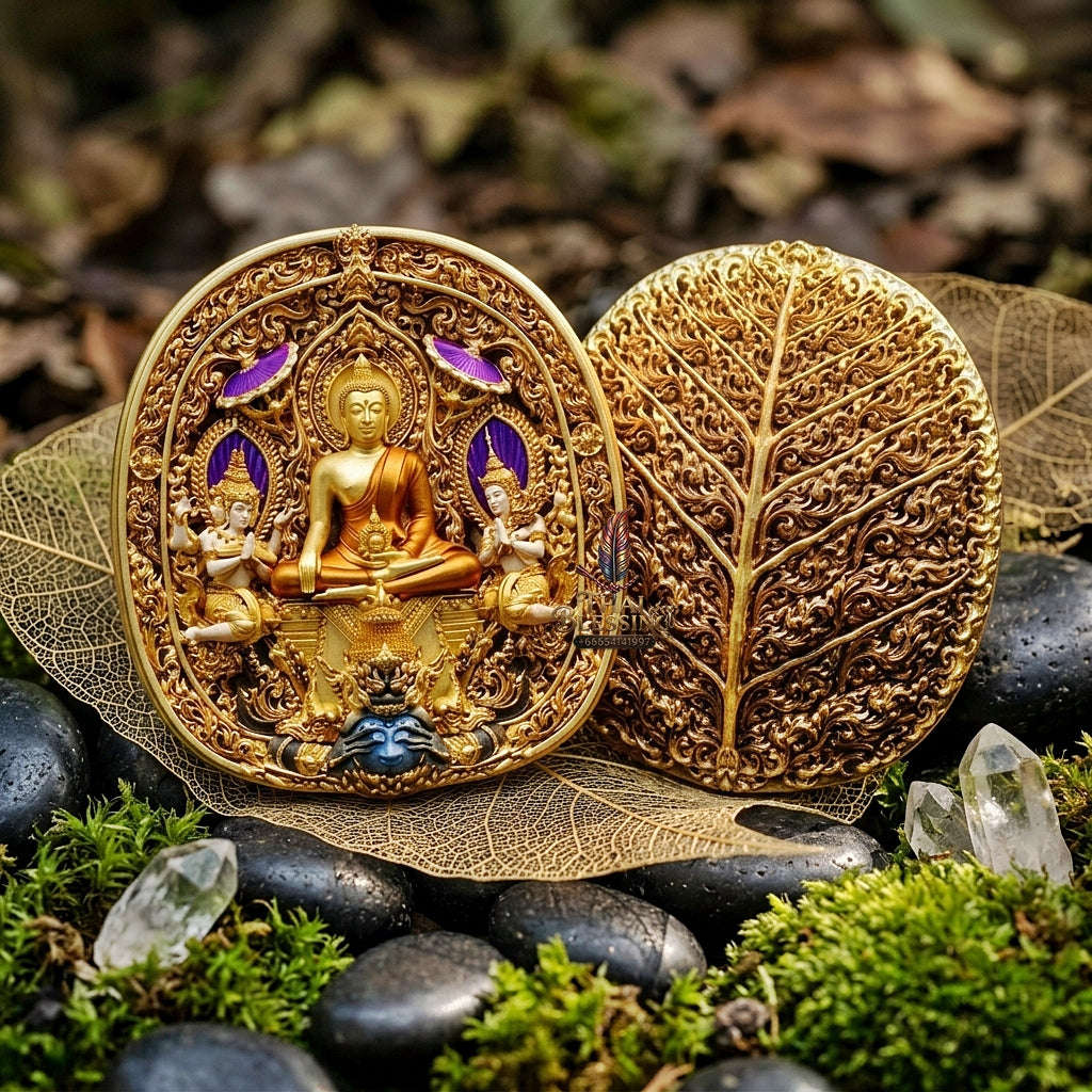 Master-Grade Southern Thai Yod Khun Phon Sovereign Warlord Amulet Gold-Plated Bronze with Sacred Enamel (Long Ya) Edition Wat Santi Worakhun Songkhla Collector-Grade Talisman Thai Blessing Co By RURUECHA