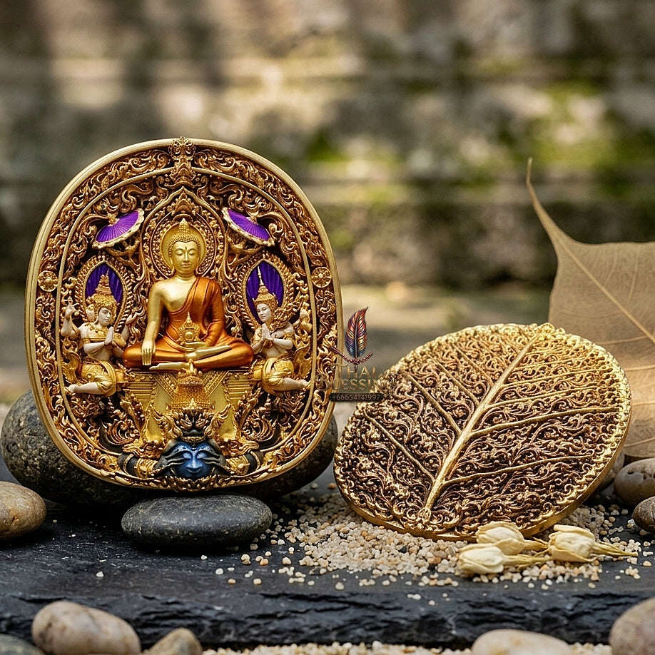 Master-Grade Southern Thai Yod Khun Phon Sovereign Warlord Amulet Gold-Plated Bronze with Sacred Enamel (Long Ya) Edition Wat Santi Worakhun Songkhla Collector-Grade Talisman Thai Blessing Co By RURUECHA