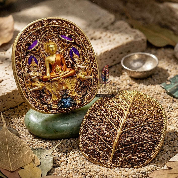 Master-Grade Southern Thai Yod Khun Phon Sovereign Warlord Amulet Gold-Plated Bronze with Sacred Enamel (Long Ya) Edition Wat Santi Worakhun Songkhla Collector-Grade Talisman Thai Blessing Co By RURUECHA