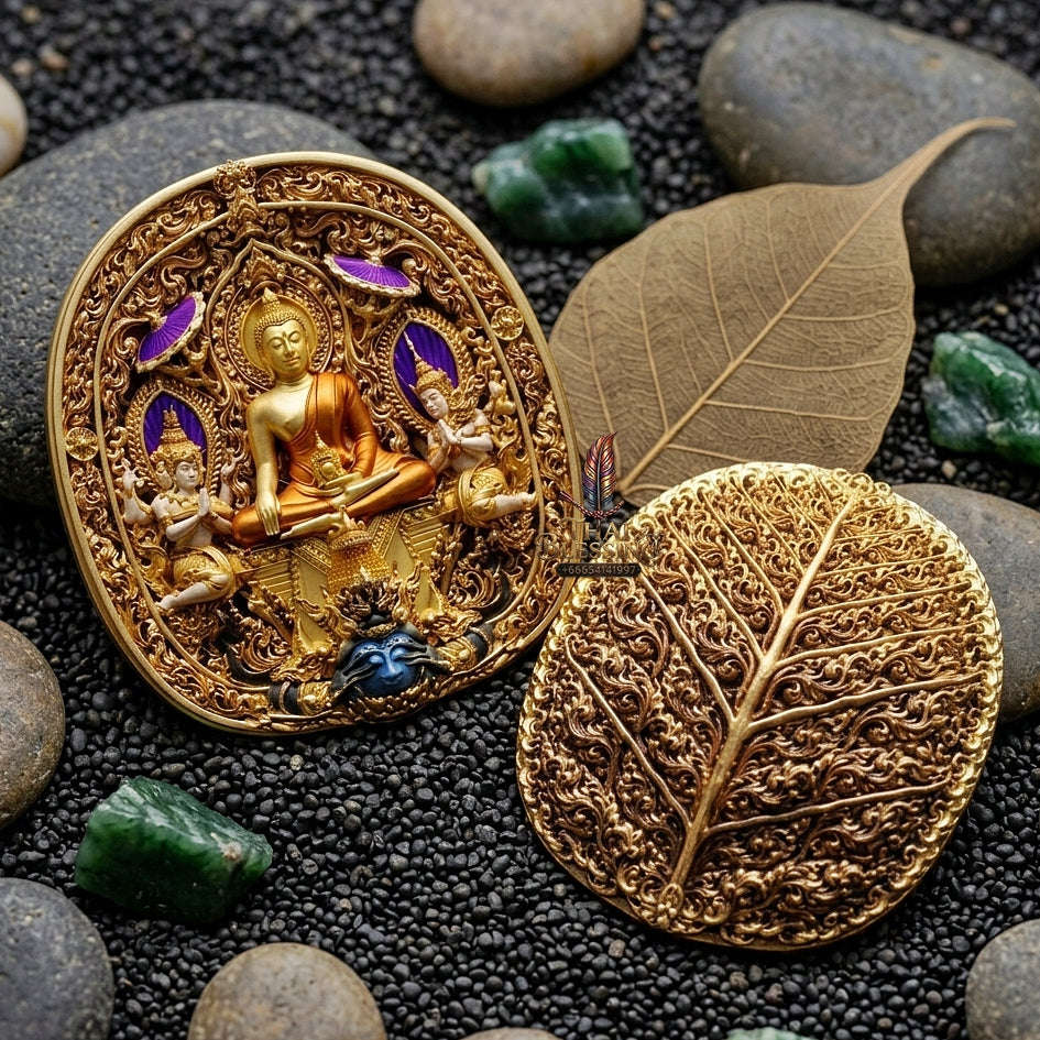 Master-Grade Southern Thai Yod Khun Phon Sovereign Warlord Amulet Gold-Plated Bronze with Sacred Enamel (Long Ya) Edition Wat Santi Worakhun Songkhla Collector-Grade Talisman Thai Blessing Co By RURUECHA