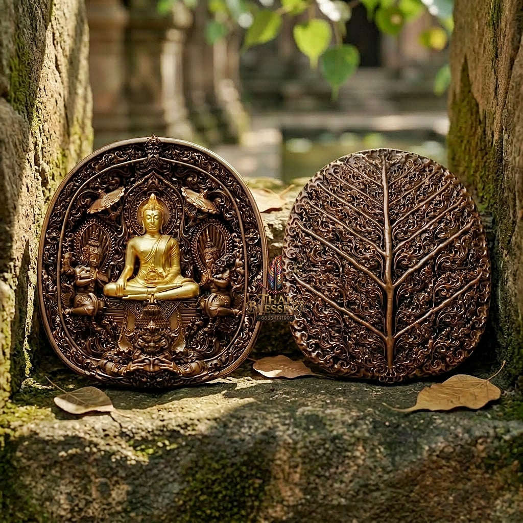 Master-Grade Southern Thai Yod Khun Phon Sovereign Warlord Amulet Satin Bronze with Gold-Plated Buddha Image Edition Wat Santi Worakhun Songkhla Collector-Grade Talisman Thai Blessing Co By RURUECHA