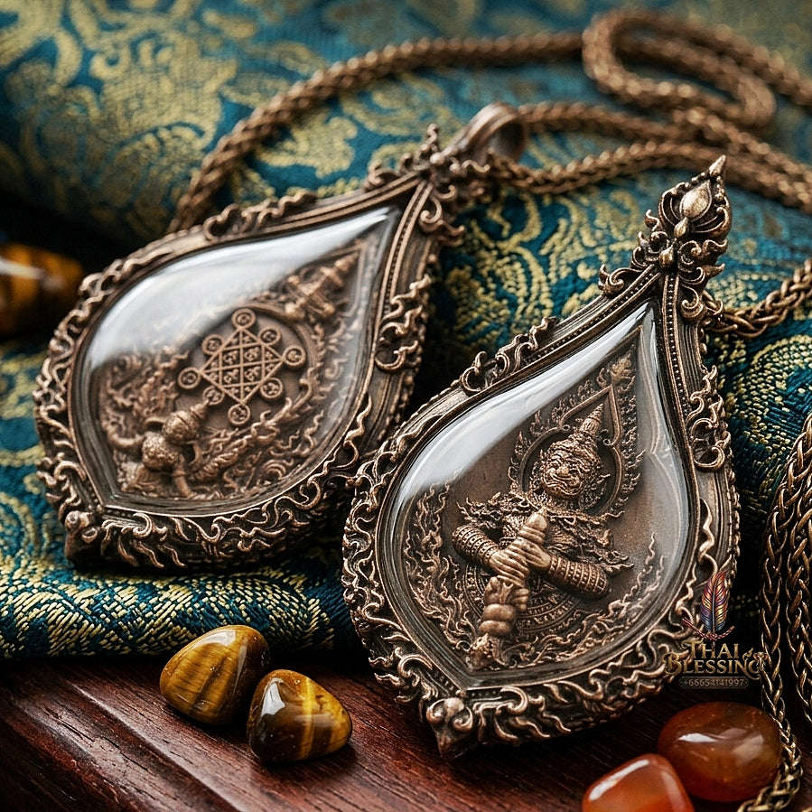 Master-Grade Thao Wessuwan-No Sub Mongkhon Bronze Satin Finish with Matching Satin Frame Wat Huai Thua Tai Nakhon Sawan Thai Amulet Collectible