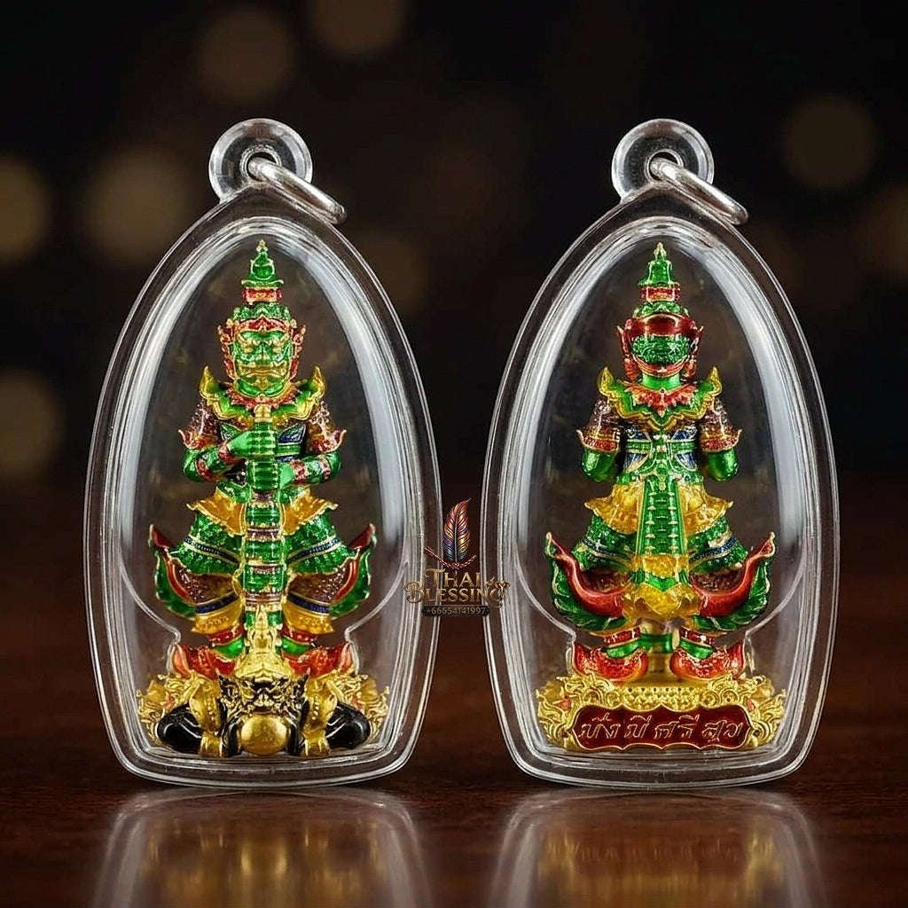 Master-Grade Thao Wessuwan-No Sub Suwan Divine Gold Alloy Plated Green Enamel Body Royal Enameled Edition Wat Pa Phanom Chai Sisaket Thai Amulet Collectible Thai Blessing Co By RURUECHA