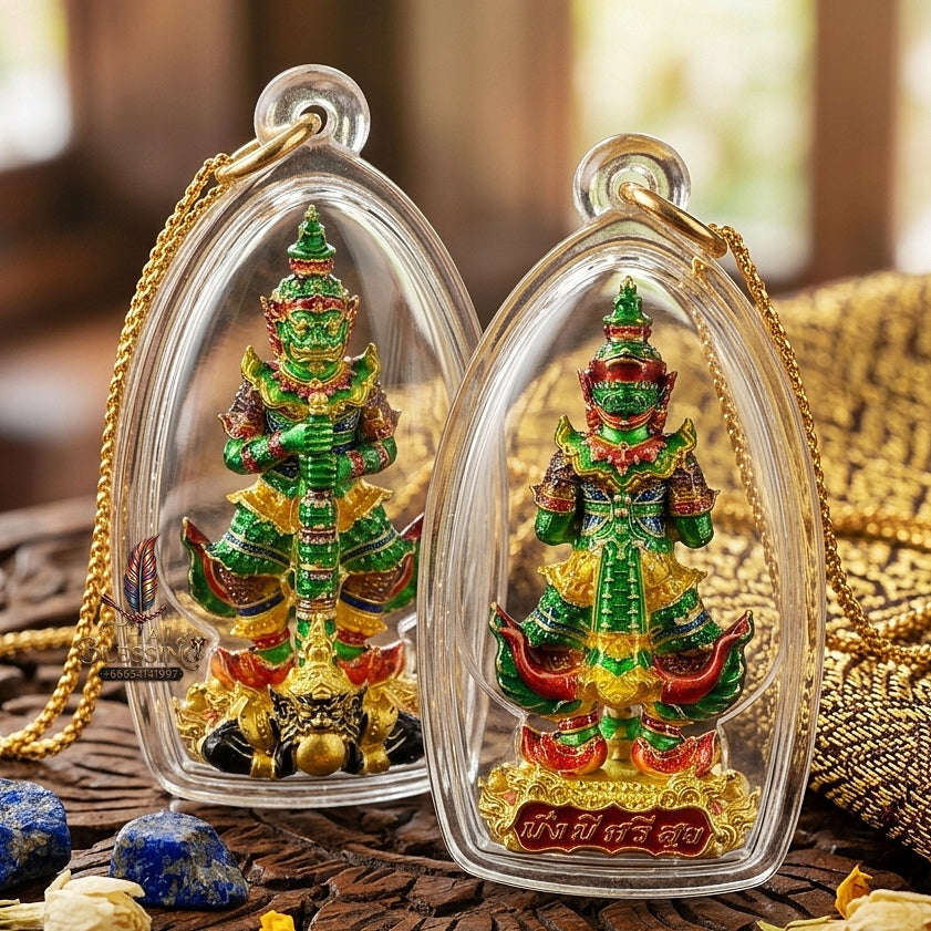 Master-Grade Thao Wessuwan-No Sub Suwan Divine Gold Alloy Plated Green Enamel Body Royal Enameled Edition Wat Pa Phanom Chai Sisaket Thai Amulet Collectible Thai Blessing Co By RURUECHA