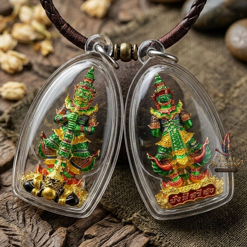 Master-Grade Thao Wessuwan-No Sub Suwan Divine Gold Alloy Plated Green Enamel Body Royal Enameled Edition Wat Pa Phanom Chai Sisaket Thai Amulet Collectible Thai Blessing Co By RURUECHA