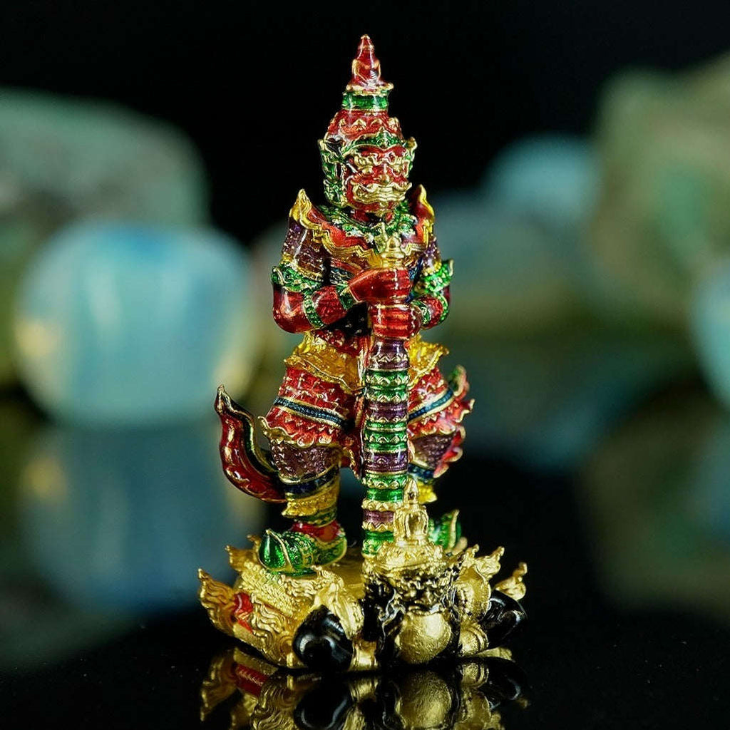 Master-Grade Thao Wessuwan-No Sub Suwan Divine Gold Alloy Plated Red Enamel Body Royal Enameled Edition Wat Pa Phanom Chai Sisaket Thai Amulet Collectible Thai Blessing Co By RURUECHA