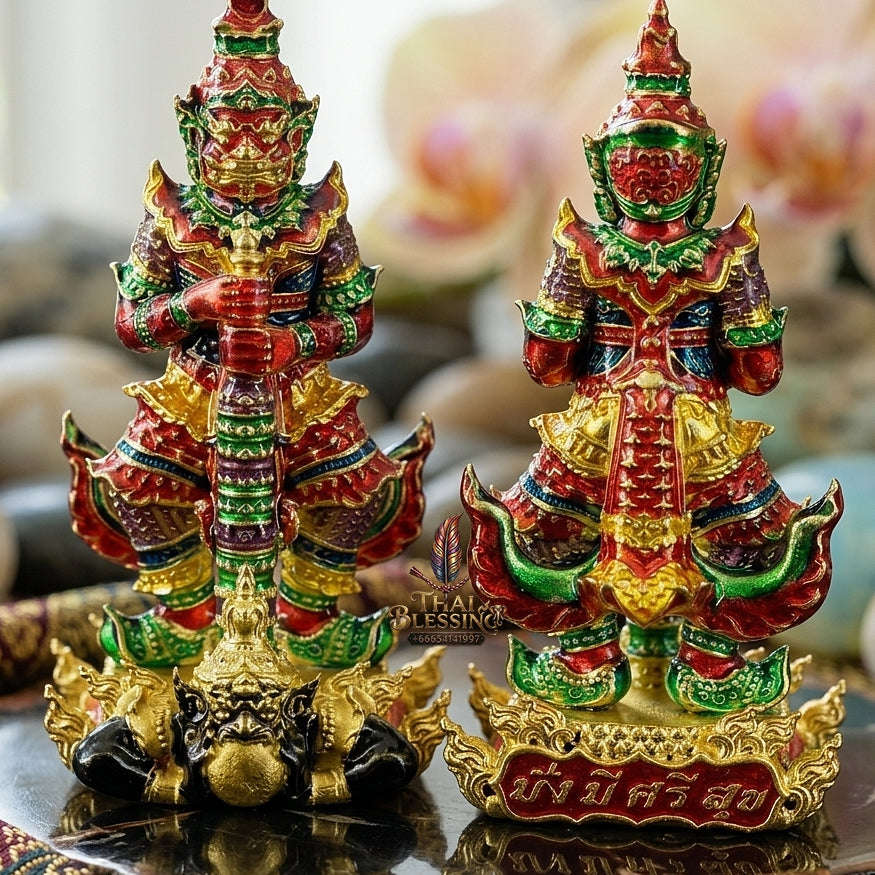Master-Grade Thao Wessuwan-No Sub Suwan Divine Gold Alloy Plated Red Enamel Body Royal Enameled Edition Wat Pa Phanom Chai Sisaket Thai Amulet Collectible Thai Blessing Co By RURUECHA