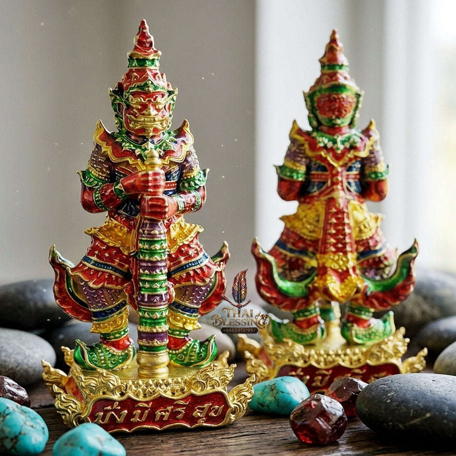 Master-Grade Thao Wessuwan-No Sub Suwan Divine Gold Alloy Plated Red Enamel Body Royal Enameled Edition Wat Pa Phanom Chai Sisaket Thai Amulet Collectible Thai Blessing Co By RURUECHA