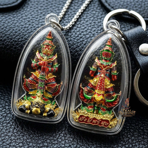 Master-Grade Thao Wessuwan-No Sub Suwan Divine Gold Alloy Plated Red Enamel Body Royal Enameled Edition Wat Pa Phanom Chai Sisaket Thai Amulet Collectible Thai Blessing Co By RURUECHA