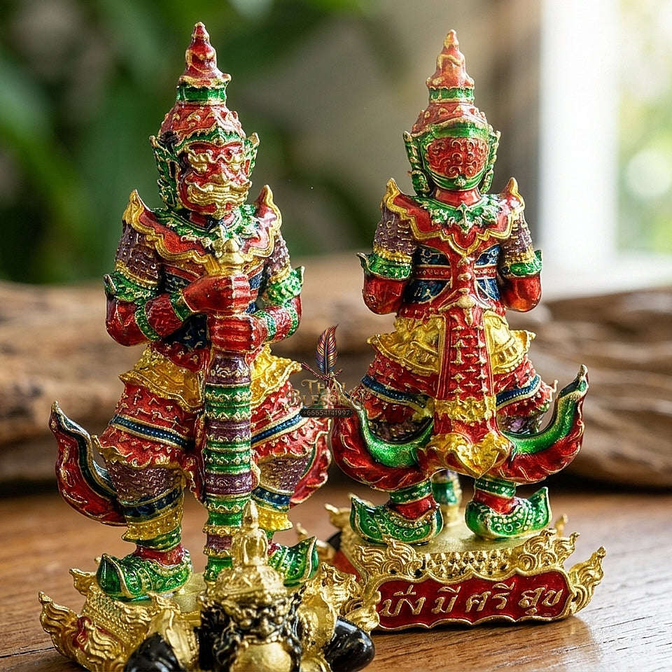 Master-Grade Thao Wessuwan-No Sub Suwan Divine Gold Alloy Plated Red Enamel Body Royal Enameled Edition Wat Pa Phanom Chai Sisaket Thai Amulet Collectible Thai Blessing Co By RURUECHA
