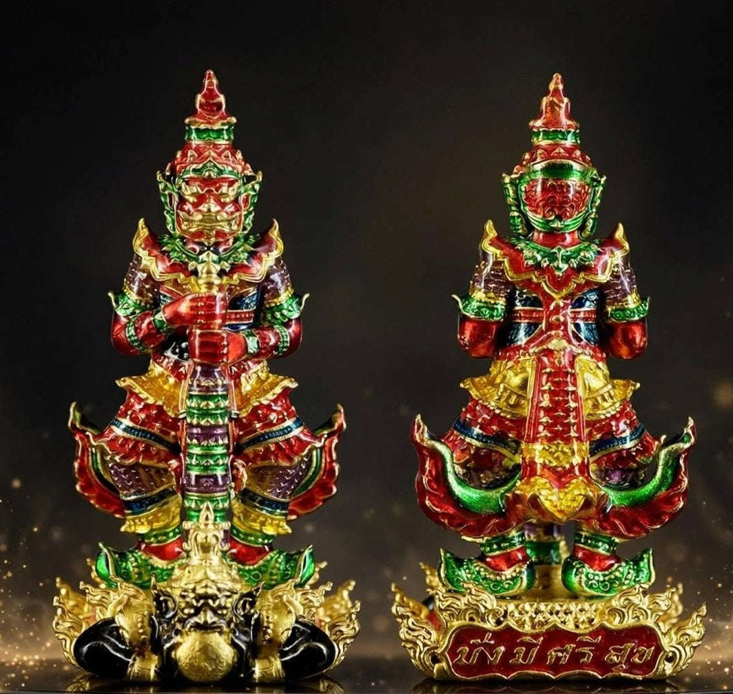 Master-Grade Thao Wessuwan-No Sub Suwan Divine Gold Alloy Plated Red Enamel Body Royal Enameled Edition Wat Pa Phanom Chai Sisaket Thai Amulet Collectible Thai Blessing Co By RURUECHA