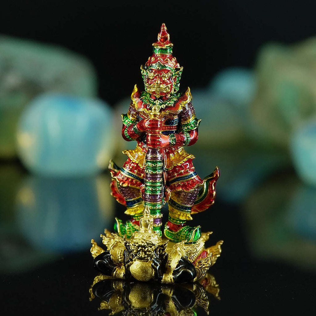 Master-Grade Thao Wessuwan-No Sub Suwan Divine Gold Alloy Plated Red Enamel Body Royal Enameled Edition Wat Pa Phanom Chai Sisaket Thai Amulet Collectible Thai Blessing Co By RURUECHA