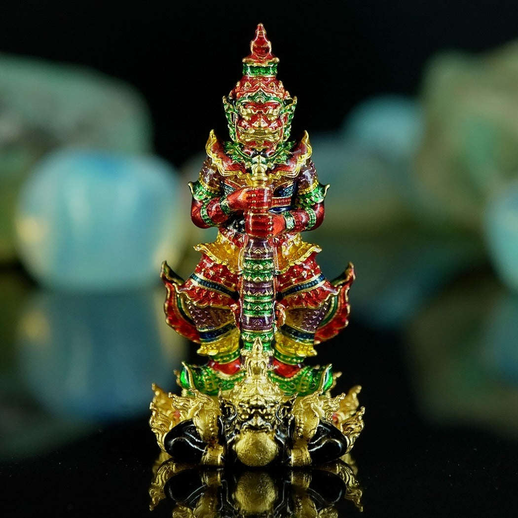 Master-Grade Thao Wessuwan-No Sub Suwan Divine Gold Alloy Plated Red Enamel Body Royal Enameled Edition Wat Pa Phanom Chai Sisaket Thai Amulet Collectible Thai Blessing Co By RURUECHA