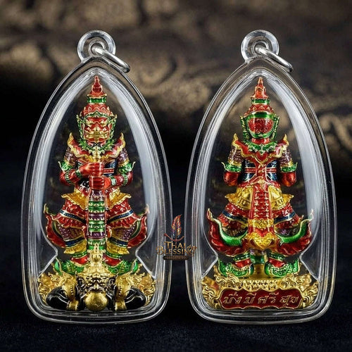 Master-Grade Thao Wessuwan-No Sub Suwan Divine Gold Alloy Plated Red Enamel Body Royal Enameled Edition Wat Pa Phanom Chai Sisaket Thai Amulet Collectible Thai Blessing Co By RURUECHA