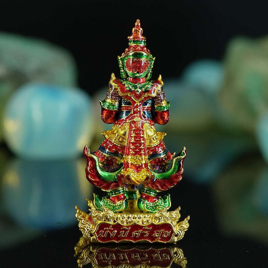 Master-Grade Thao Wessuwan-No Sub Suwan Divine Gold Alloy Plated Red Enamel Body Royal Enameled Edition Wat Pa Phanom Chai Sisaket Thai Amulet Collectible Thai Blessing Co By RURUECHA