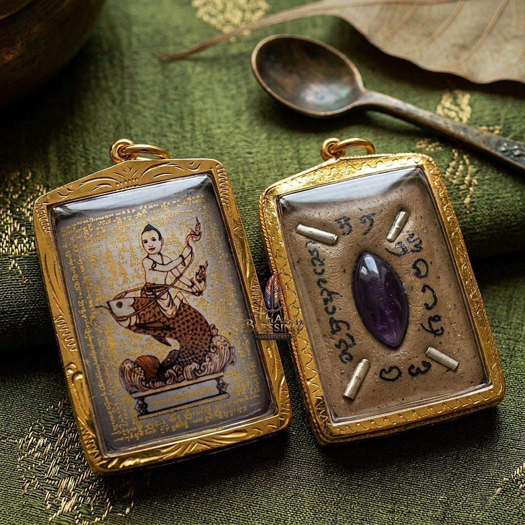 Master-Grade Ultimate Love Magnetism & Seduction Sorcery Locket Kumanthong Edition Phongphraikuman & Sacred Wealth Powders Phra Achan Supphasit Wat Bang Namchon Bangkok 2012 Thai Amulet Collectible Thai Blessing Co By RURUECHA