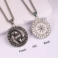 🐺 Medieval Stainless Steel Viking Wolf Necklace – Men’s Spiritual Jewelry | Viking Compass and Dragon Design | Robust and Symbolic Amulet S-29-Silvery