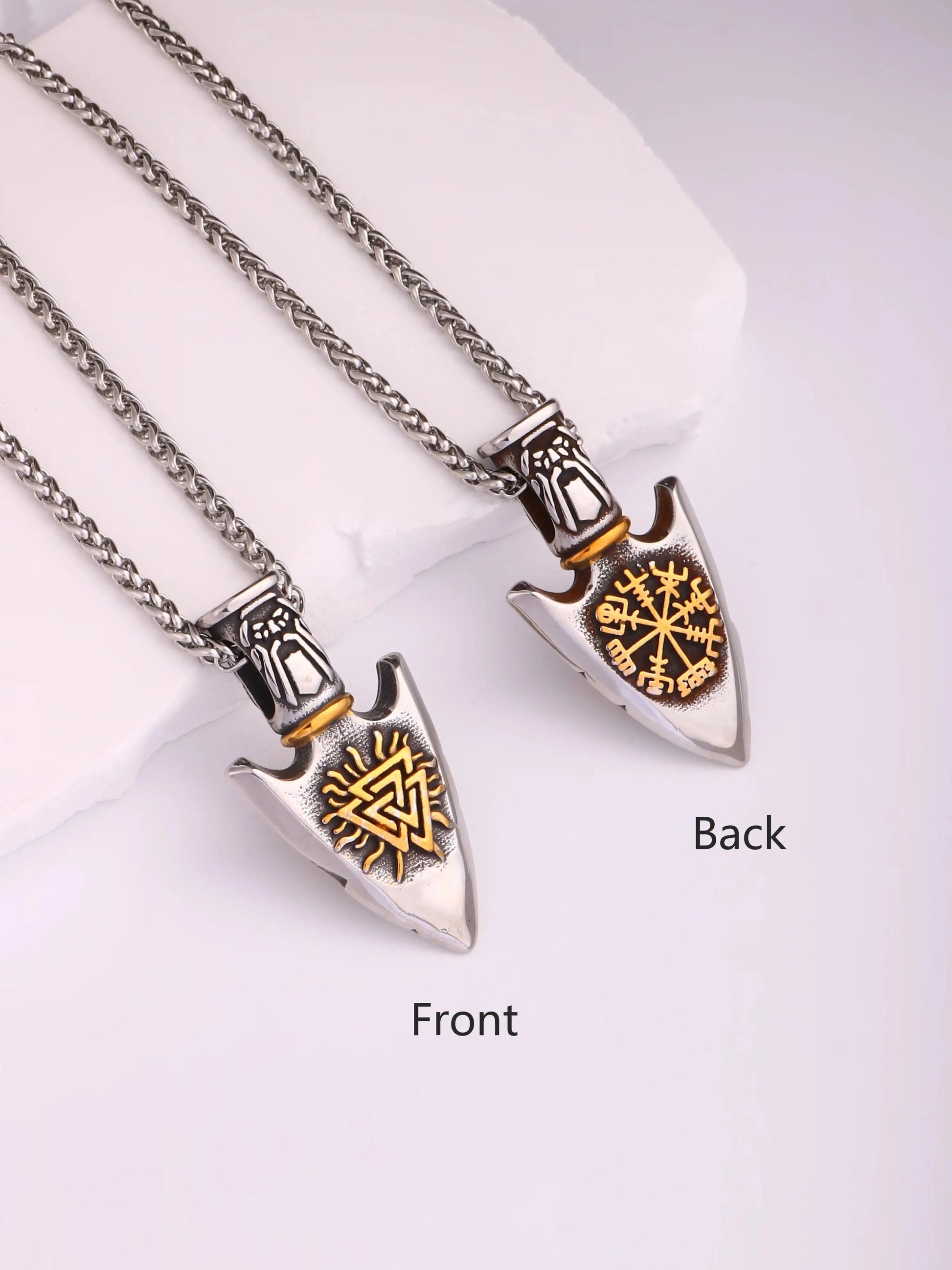 🐺 Medieval Stainless Steel Viking Wolf Necklace – Men’s Spiritual Jewelry | Viking Compass and Dragon Design | Robust and Symbolic Amulet S2-49-B