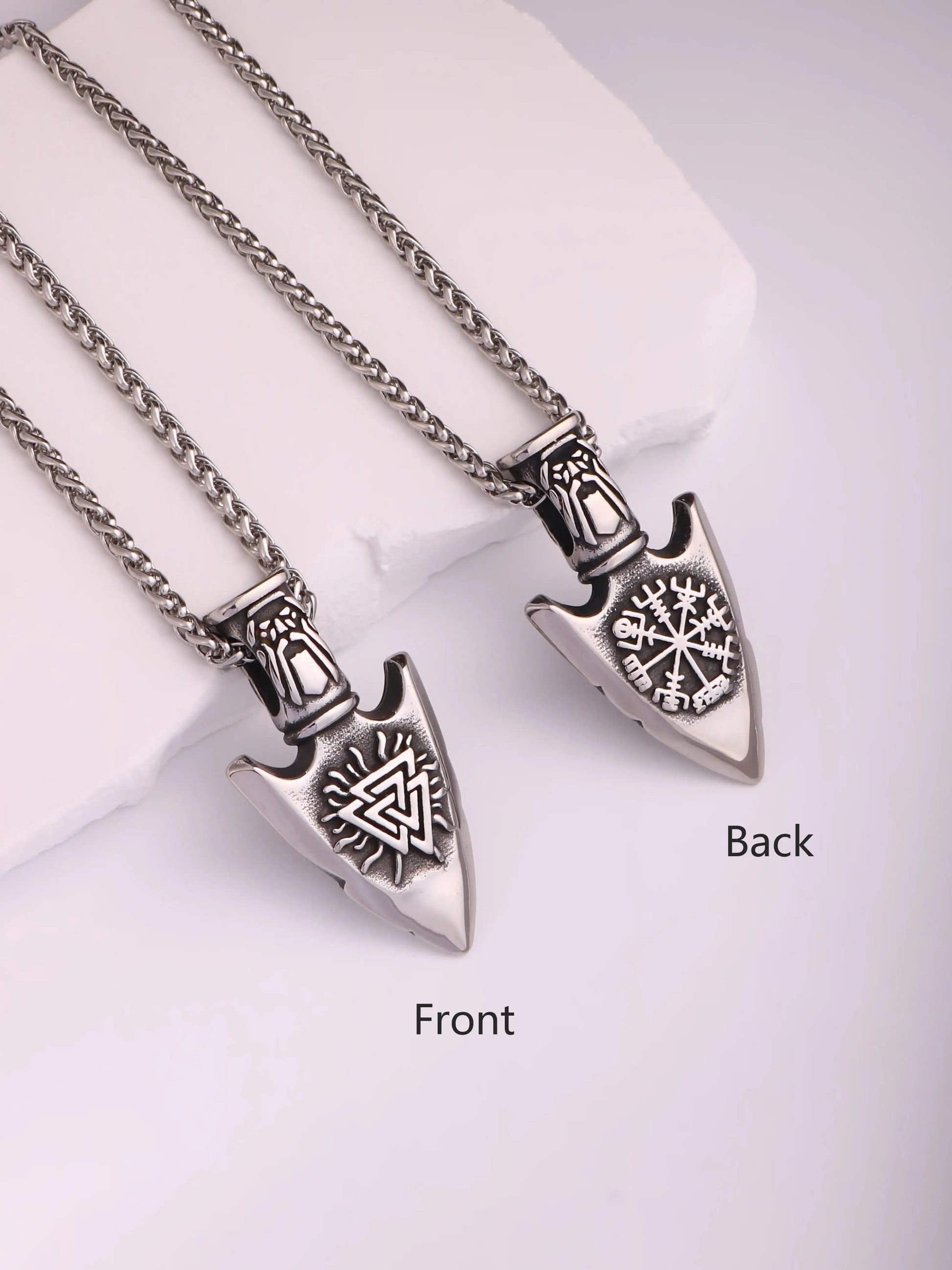 🐺 Medieval Stainless Steel Viking Wolf Necklace – Men’s Spiritual Jewelry | Viking Compass and Dragon Design | Robust and Symbolic Amulet S2-49-A