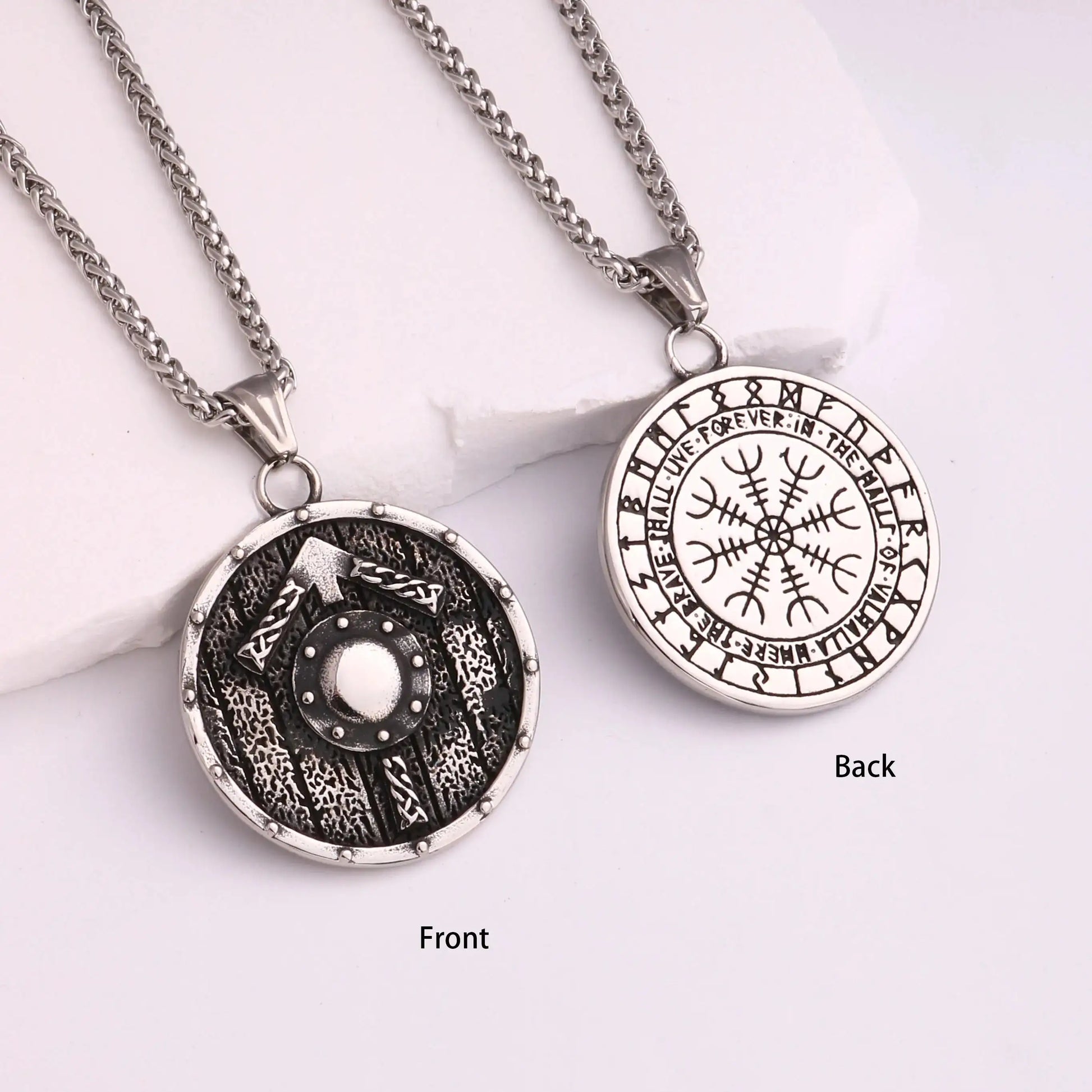 🐺 Medieval Stainless Steel Viking Wolf Necklace – Men’s Spiritual Jewelry | Viking Compass and Dragon Design | Robust and Symbolic Amulet S-02