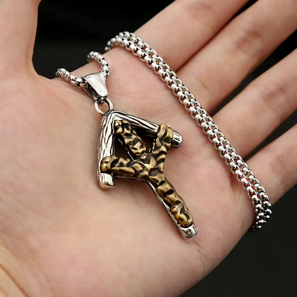 🐺 Medieval Stainless Steel Viking Wolf Necklace – Men’s Spiritual Jewelry | Viking Compass and Dragon Design | Robust and Symbolic Amulet S1-53