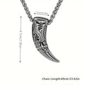 🐺 Medieval Stainless Steel Viking Wolf Necklace – Men’s Spiritual Jewelry | Viking Compass and Dragon Design | Robust and Symbolic Amulet S1-43-A