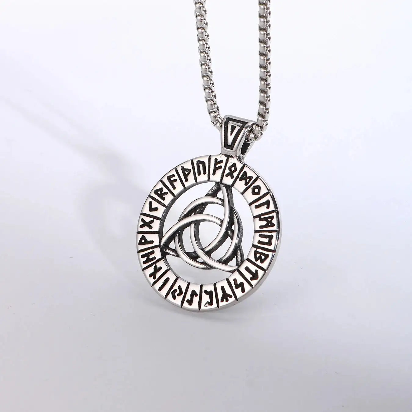 🐺 Medieval Stainless Steel Viking Wolf Necklace – Men’s Spiritual Jewelry | Viking Compass and Dragon Design | Robust and Symbolic Amulet S-18-C