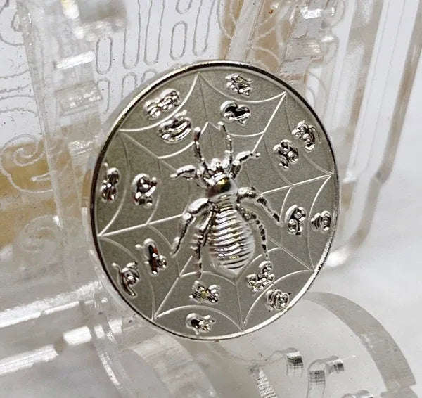 🕷️ “Mega Fortune Spider Coin – Great Wealth & Tycoon Luck Medallion by Khru Ba Baeng, Wat Ban Tanod, Nakhon Ratchasima” Silver