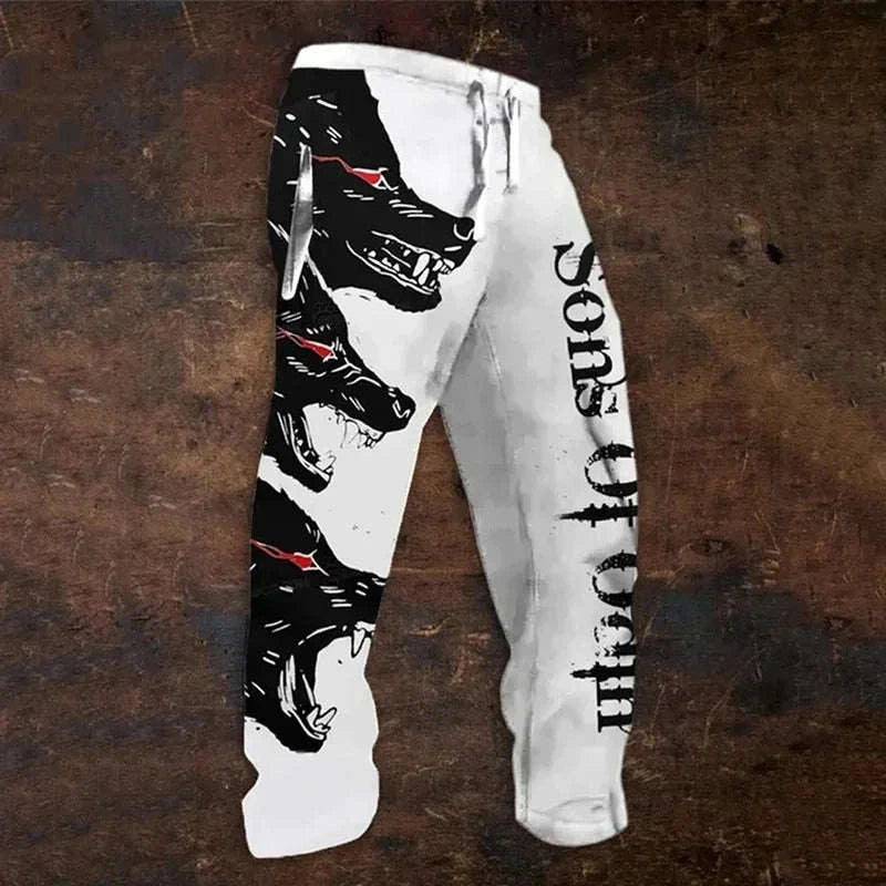 🃏 Men’s Retro Viking Celtic Skeleton 3D Printed Drawstring Pants – Casual Straight-Leg Summer Beach Pants, Plus Sizes S–5XL D81PHG259162356