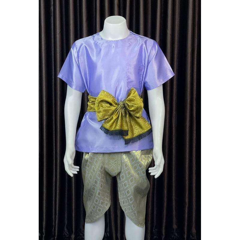 Men's Thai Silk Sarong Outfit with Bow for Stylish Summer Wear