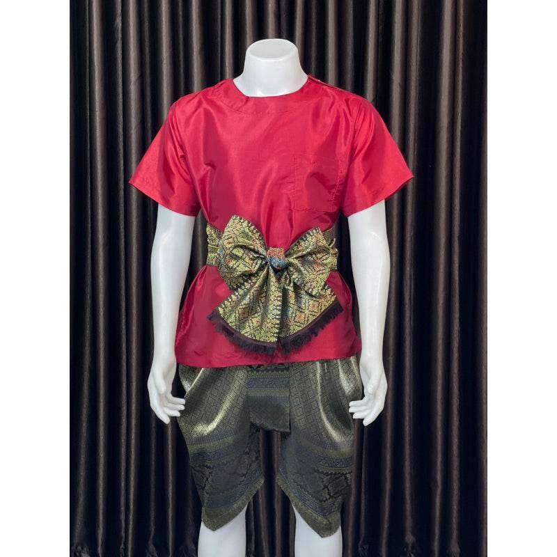 Men's Thai Silk Sarong Outfit with Bow for Stylish Summer Wear