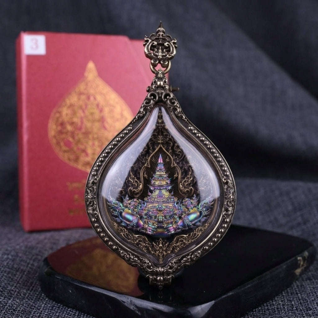 💥 MIGHTY ECLIPSE DIVINITY: THE SOVEREIGN RAHU OF FORTUNE &amp; FATE!   Phra Rahu (White Bronze Enamel Edition) Encased in Satin-Finished White Bronze Buddhist Art Frame Thai Blessing Co By RURUECHA