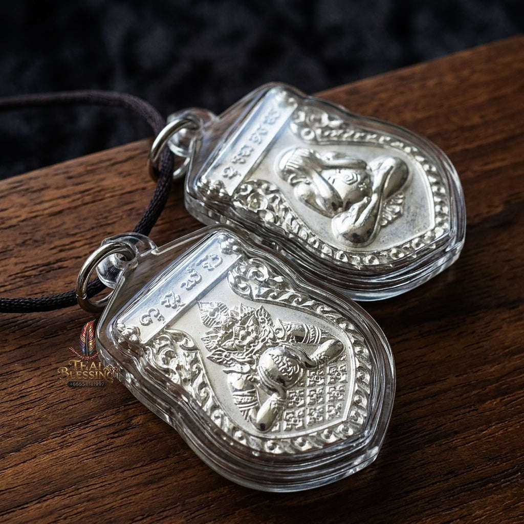💥 MIGHTY ECLIPSE & MEDITATIVE SOVEREIGNTY: THE SILVER MAHA SETTHI RAHU PIT TA!  Sacred "Phra Rahu Pit Ta (Maha Setthi 61 Edition) – Solid Silver Thai Blessing Co By RURUECHA