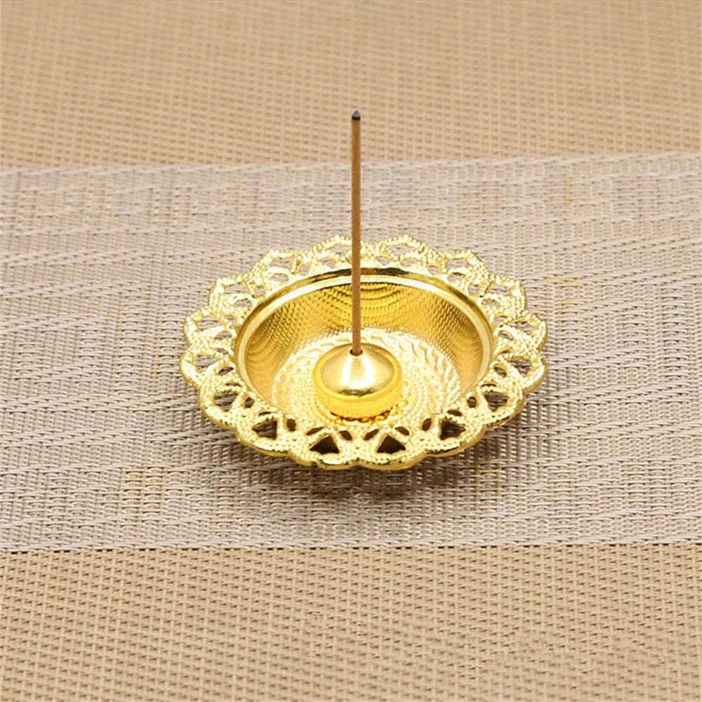 Mini Copper Lotus Incense Burner – Retro Hollow Out Design with Cap, Golden Arab Style for Aromatherapy & Spiritual Blessing