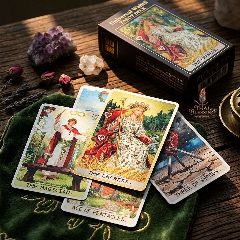 MIYIN Populas Universal Waite's Tarot Deck (78 Pcs Painterly Art Edition) - High-Definition Modern Rider-Waite-Smith Divination Cards for Intuitive Guidance & Tarot Collectors Thai Blessing Co By RURUECHA