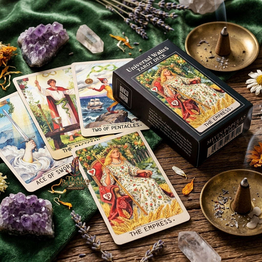 MIYIN Populas Universal Waite's Tarot Deck (78 Pcs Painterly Art Edition) - High-Definition Modern Rider-Waite-Smith Divination Cards for Intuitive Guidance & Tarot Collectors Thai Blessing Co By RURUECHA