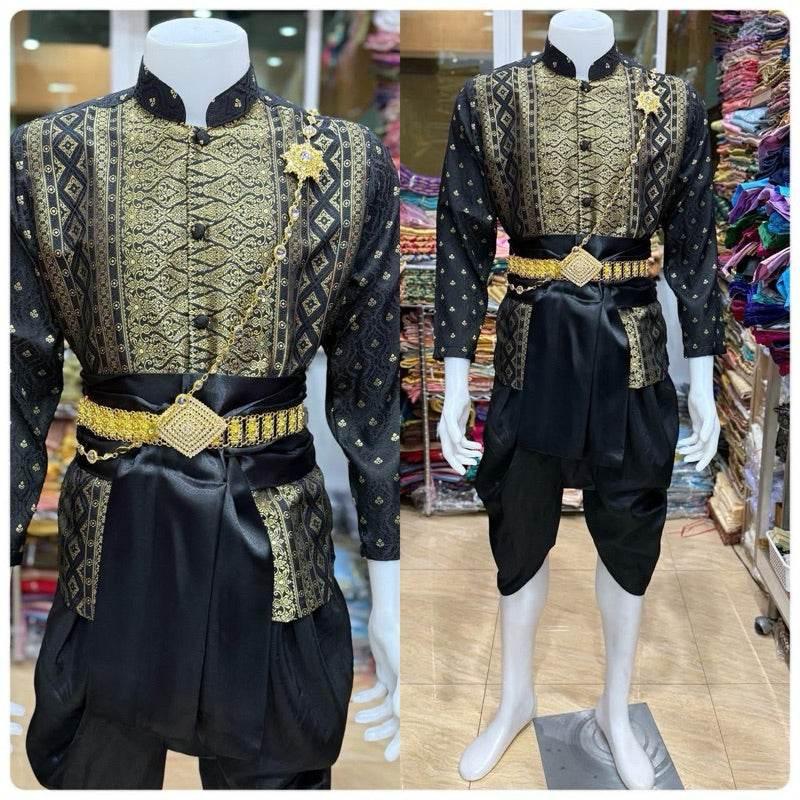 Modern Thai Men's Traditional Outfit for Ceremonial Occasions