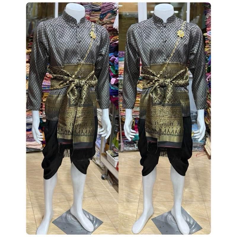 Modern Thai Men's Traditional Outfit for Ceremonial Occasions