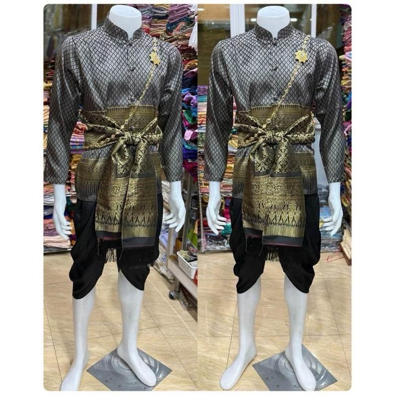 Modern Thai Men's Traditional Outfit for Ceremonial Occasions