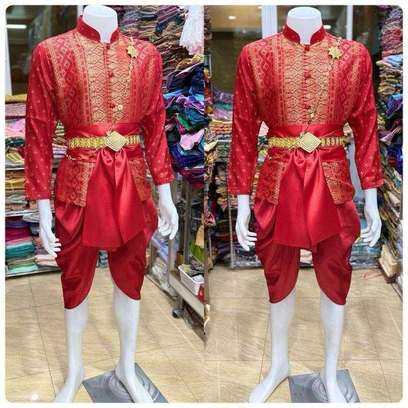 Modern Thai Men's Traditional Outfit for Ceremonial Occasions