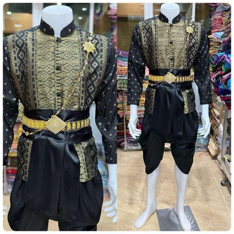 Modern Thai Men's Traditional Outfit for Ceremonial Occasions