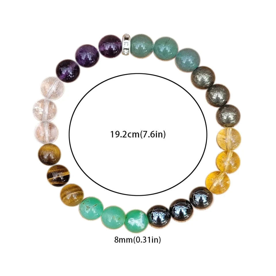 ✨ Money Wealth Bracelet – Vibrant 8-Color Beaded Elastic Bracelet for Prosperity and Style