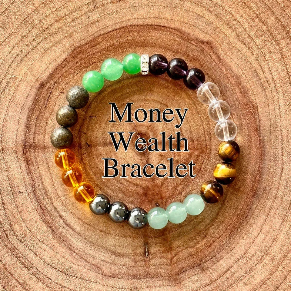 ✨ Money Wealth Bracelet – Vibrant 8-Color Beaded Elastic Bracelet for Prosperity and Style