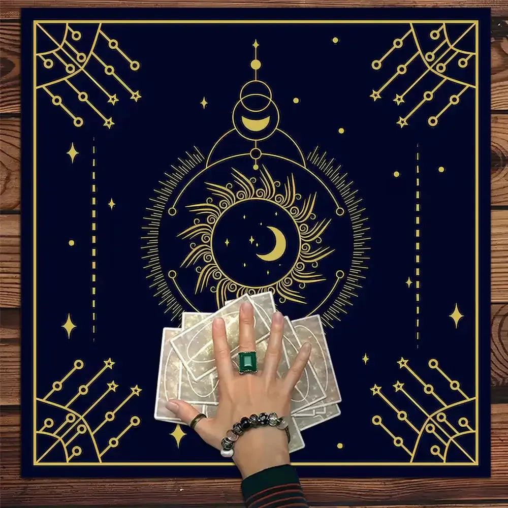 🌙 Moon Pattern Tarot Card Tablecloth Art Design Aesthetic Witchcraft Astrology Polyester Tarot Mat Cloth Divination Cloth Card Pad