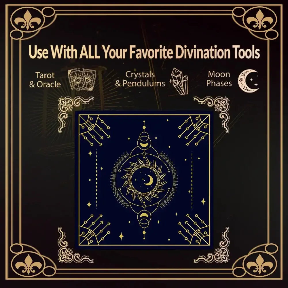 🌙 Moon Pattern Tarot Card Tablecloth Art Design Aesthetic Witchcraft Astrology Polyester Tarot Mat Cloth Divination Cloth Card Pad